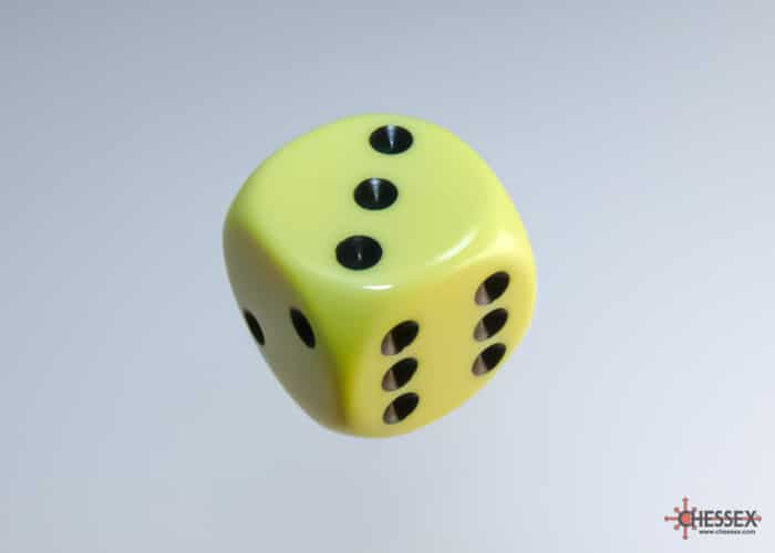 Opaque Pastel Yellow/black D6 16mm Dice Set (12 pieces)