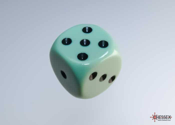 Opaque Pastel Green/black D6 16mm Dice Set (12 pieces)