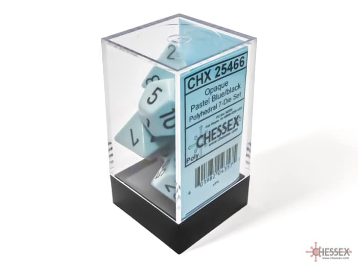 Opaque Pastel Blue/black Polydice Dice Set (7 pieces)