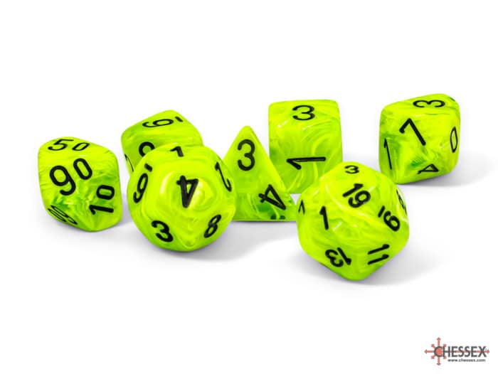 Vortex® Mega-hedral Bright Green/black Dobbelsteenset (7 stuks)