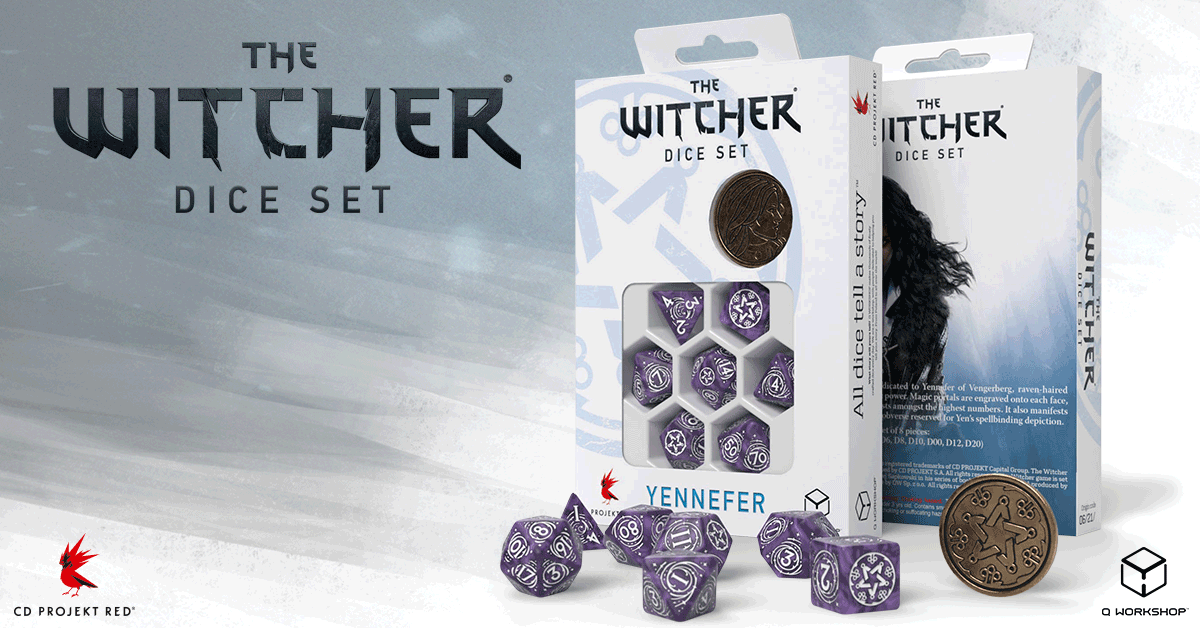 The Witcher Dice Set - Yennefer - Lilac and Gooseberries (7 pcs + coin)