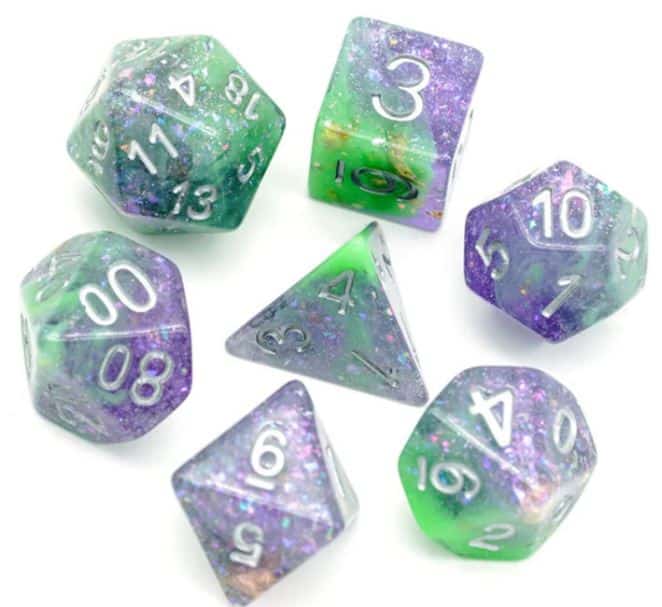 Green & Purple Seabed Treasure Dice Set