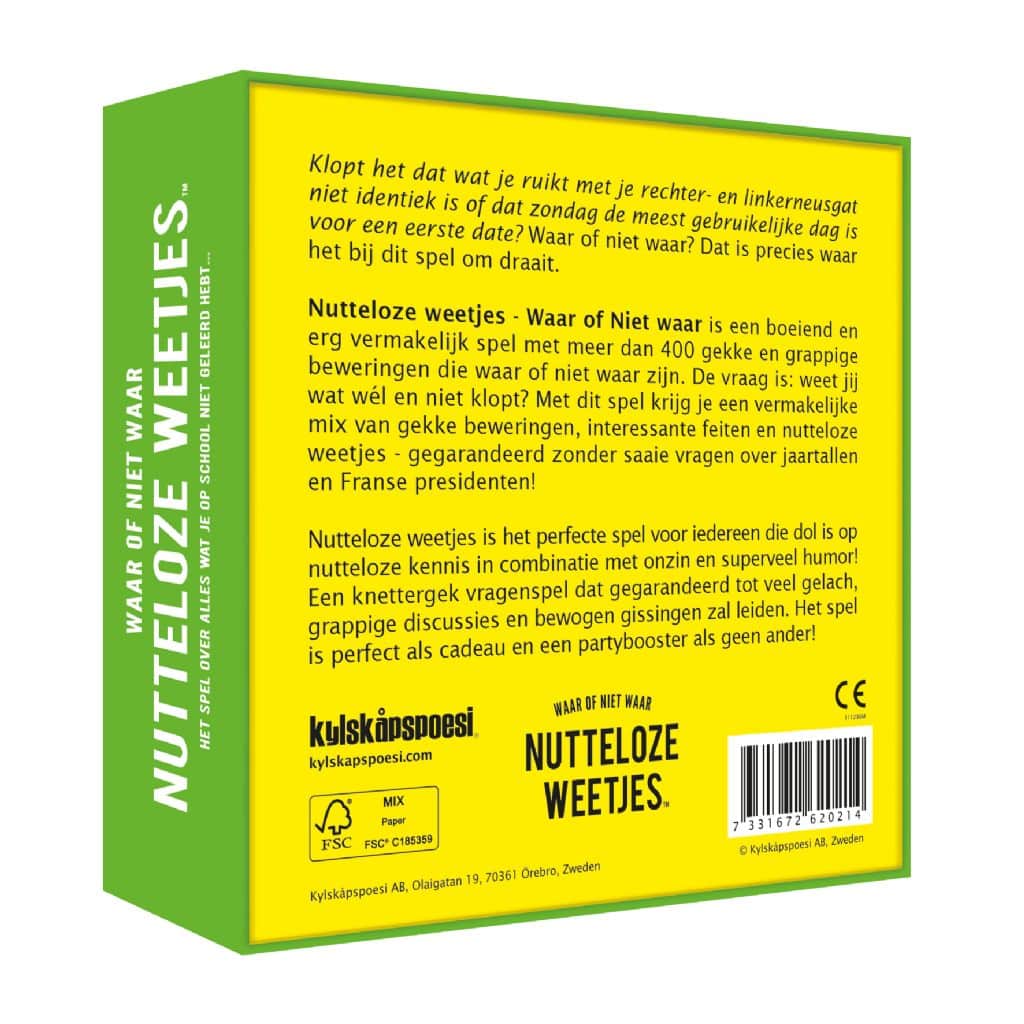 Nutteloze Weetjes WAAR OF NIET WAAR