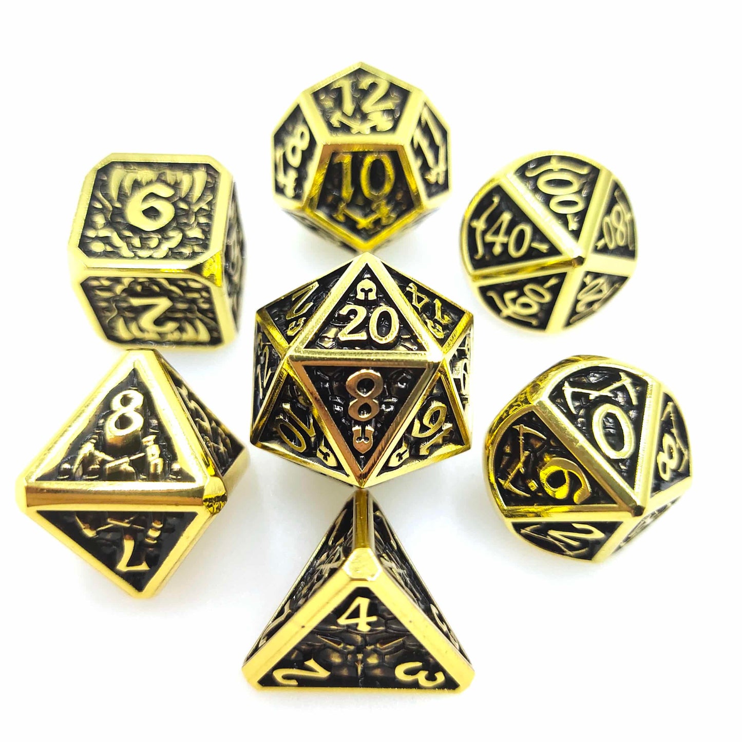 Metal Polyhedral Dice Set Black/gold
