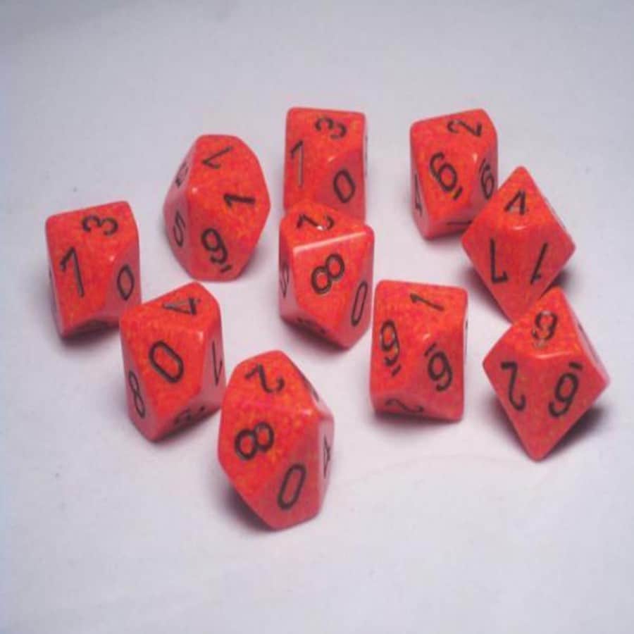 Fire Speckled D10 Dobbelsteen Set (10 stuks)