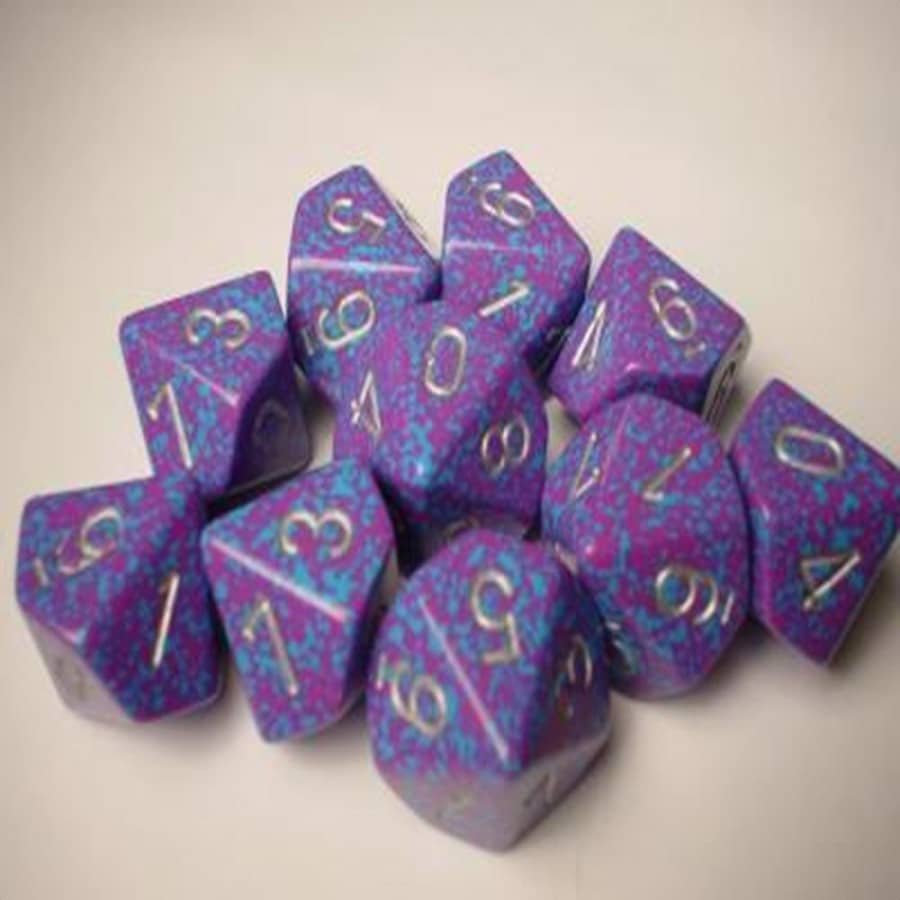 Silver Tetra Speckled D10 Dobbelsteen Set (10 stuks)