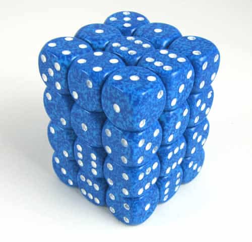 Water Speckled D6 12mm Dice Set (36 Pieces)