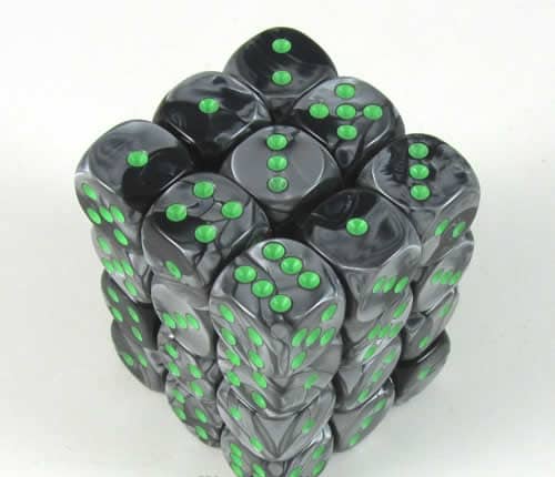 Gemini Black-Grey/green D6 12mm Dobbelsteen Set (36 stuks)