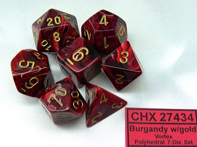 Vortex Burgundy/gold Polydice Dobbelsteen Set (7 stuks)