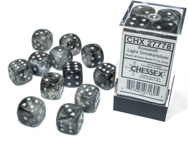 Borealis D6 16mm Light Smoke/silver Luminary Dobbelsteen Set (12 stuks)
