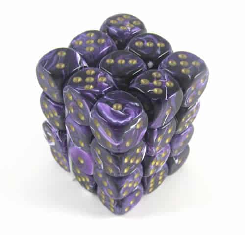 Vortex Purple/gold D6 12mm Dobbelsteen Set (36 stuks)