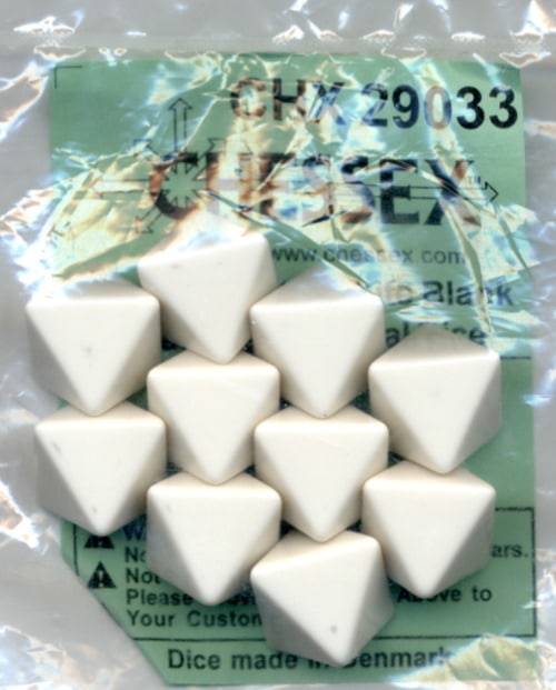 Opaque White Blanc D8 Dice Set (10 pieces)