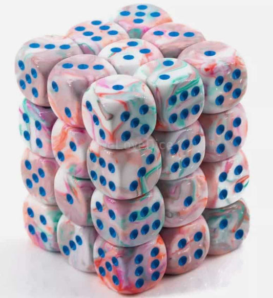 Festive Waterlily/white D6 12mm Dobbelsteen Set (36 stuks)