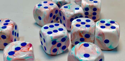 Festive Pop Art/blue D6 16mm Dobbelsteen Set (12 stuks)
