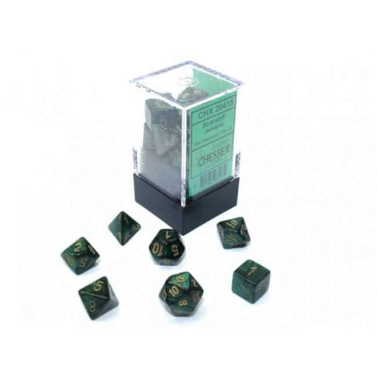 Scarab Mini-Polyhedral Jade/gold Dobbelsteen Set (7 stuks)
