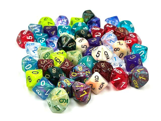 Bag of 50 - Mini-Polyhedral D10 Dobbelsteen Set Assorti (50 stuks)