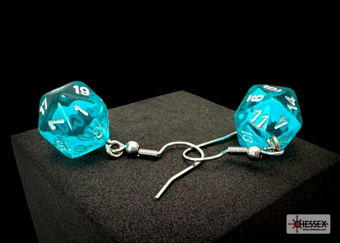 Hook Earrings Translucent Teal Mini-Poly