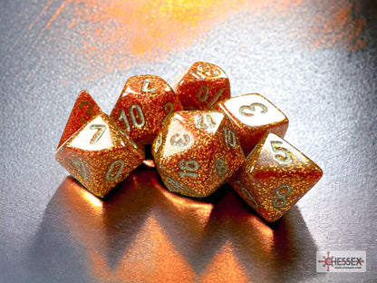 Glitter Mini-Polyhedral Gold/silver Dobbelsteen Set (7 stuks)