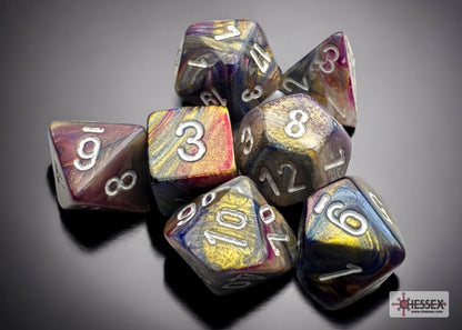 Festive Mini-Polyhedral Carousel/white Dobbelsteen Set (7 stuks)