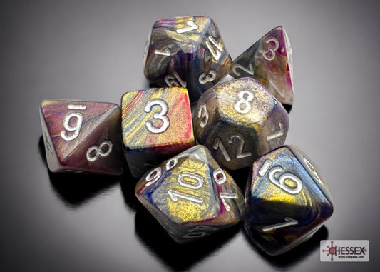 Festive Mini-Polyhedral Carousel/white Dobbelsteen Set (7 stuks)