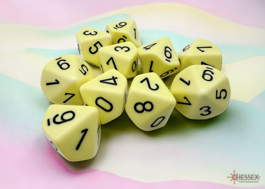 Opaque Pastel Yellow/black D10 Dobbelsteen Set (10 stuks)