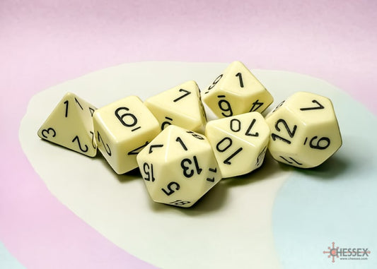 Opaque Pastel Yellow/black Polydice Dice Set (7 pieces)