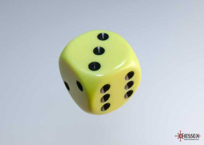 Opaque Pastel Yellow/black D6 16mm Dice Set (12 pieces)