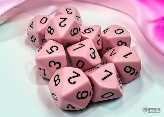Opaque Pastel Pink/black D10 Dobbelsteen Set (10 stuks)