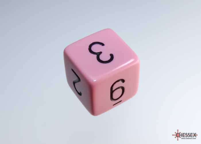Opaque Pastel Pink/black Polydice Dice Set (7 pieces)