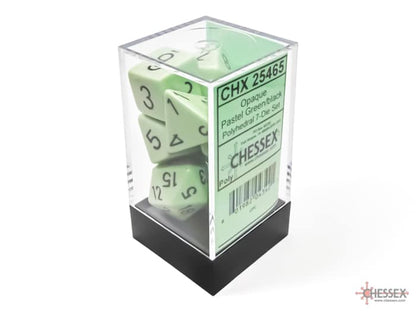 Opaque Pastel Green/black Polydice Dice Set (7 pieces)