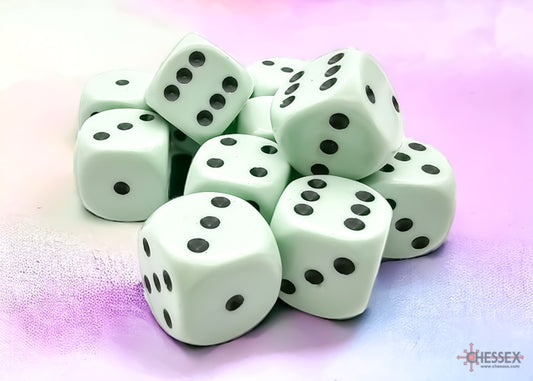 Opaque Pastel Green/black D6 16mm Dice Set (12 pieces)
