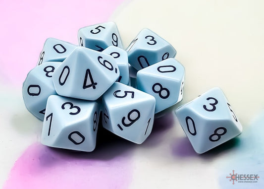 Opaque Pastel Blue/black D10 Dobbelsteen Set (10 stuks)