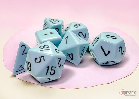 Opaque Pastel Blue/black Polydice Dice Set (7 pieces)