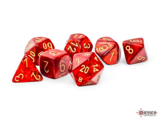 Scarab® Mega-hedral Scarlet/gold Dobbelsteenset (7 stuks)