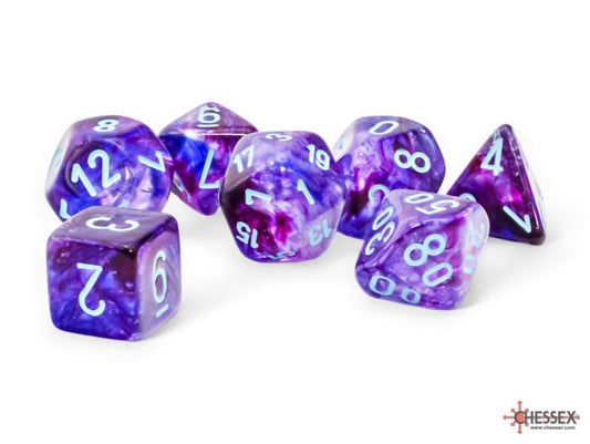 Nebula® Mega-hedral Nocturnal/turquoise Luminary Dice Set (7 pieces)