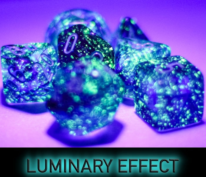 Nebula® Mega-hedral Nocturnal/turquoise Luminary Dice Set (7 pieces)