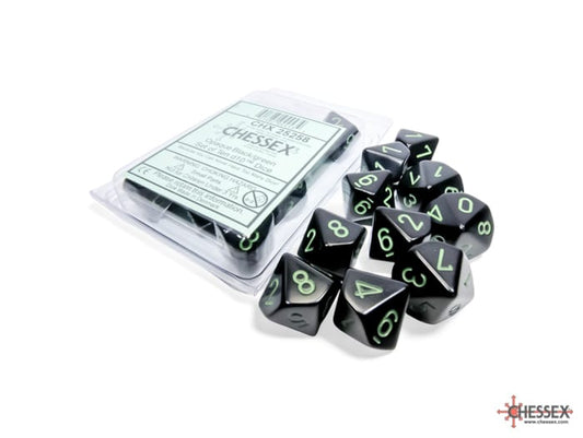 Opaque Black/green 10 Dobbelsteen Set (10 stuks)