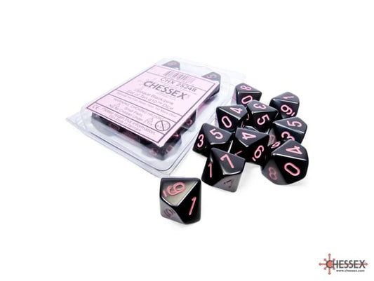 Opaque Black/pink D10 Dobbelsteen Set (10 stuks)