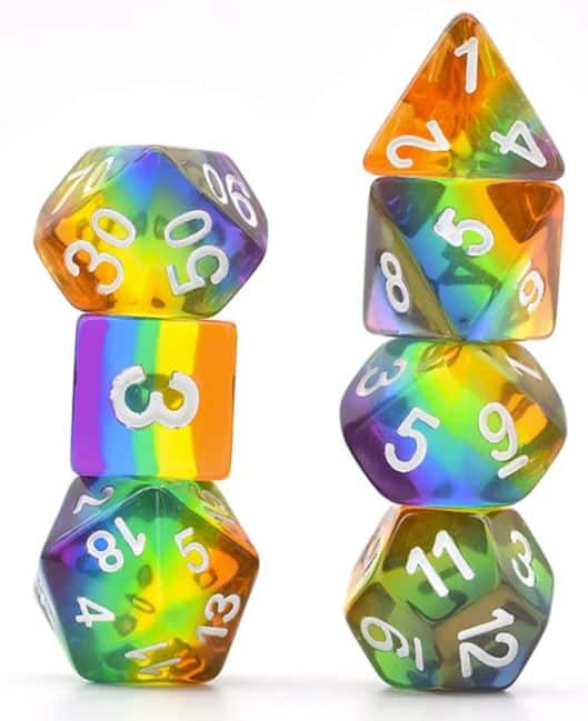 Translucent Rainbow RPG Dice Set