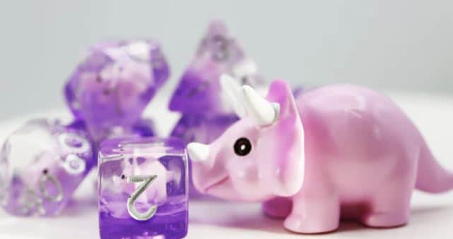 Pink Triceratops RPG Dice Set