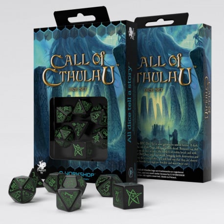 Call of Cthulhu - Black &amp; Green Dice Set (7)