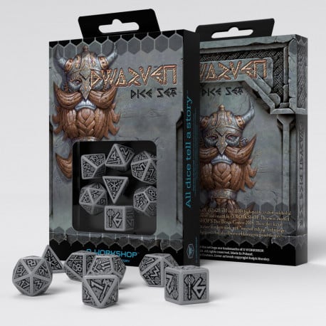 Dwarven - Gray &amp; Black Dice Set (7)