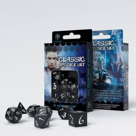 Classic RPG Black &amp; White Dice Set (7)
