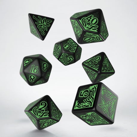 Call of Cthulhu - 7th Edition Black & Green Dice Set (7)