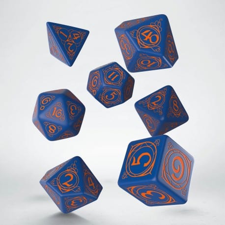 Wizard - Dark-Blue & Orange Dice Set (7)