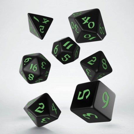 Classic Runic - Black & Green Dice Set (7)
