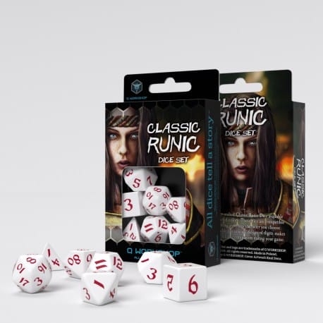 Classic Runic - White & Red Dice Set (7)