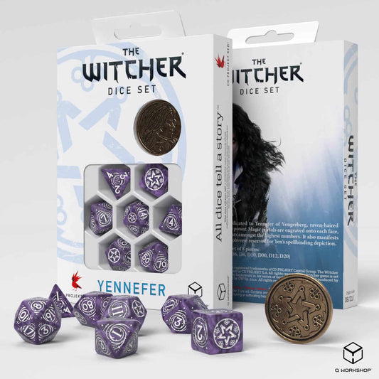 The Witcher Dice Set - Yennefer - Lilac and Gooseberries (7 pcs + coin)