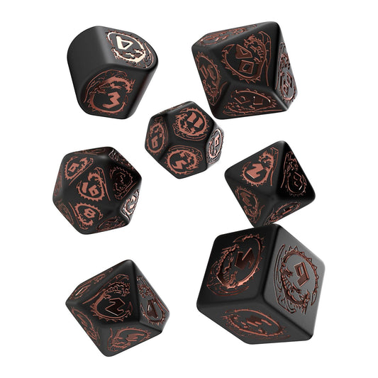 Dragons Modern Dice Set Black & Copper (7 stuks)