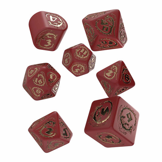 Dragons Modern Dice Set Red & Gold (7 stuks)